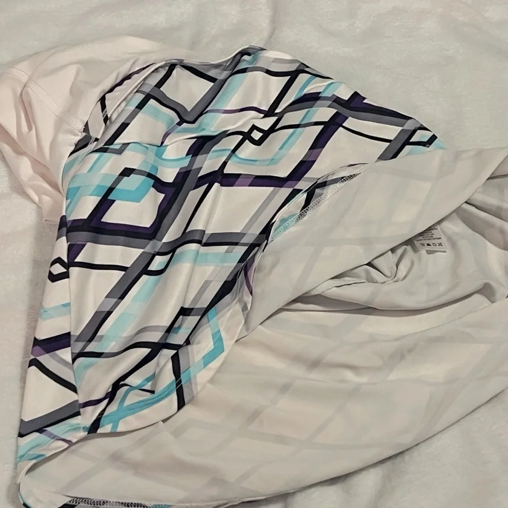 K-SWISS Plaid Skort Lined White Black Blue Purple Women’s Small Pull On Stretchy